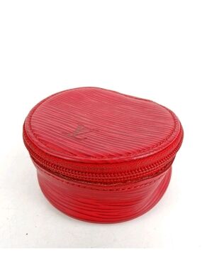 Louis Vuitton Red Epi Leather Round Jewelry Case